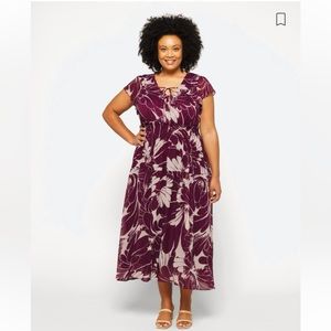 TAYLOR Jackline Flutter Sleeve Maxi Dress